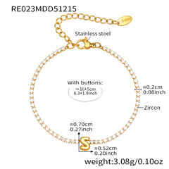 Cubic Zirconia Initial Chain Bracelet