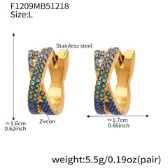 18K Gold-Plated X-Design Cubic Zirconia Hoop Earrings