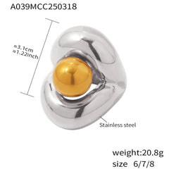 Sculptural Double-Layer Ball Ring