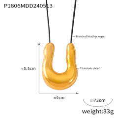 Sculptural U-Pendant Cord Necklace
