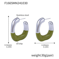 18K Gold-Plated Color Enamel Hoop Earrings
