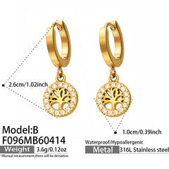 18K Gold-Plated Tree-Motif Hoop Earrings