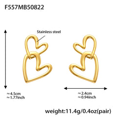 18K Gold-Plated Double Heart Drop Earrings