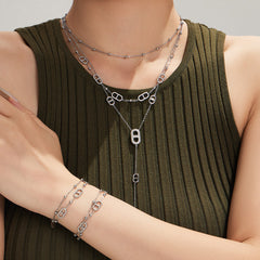 Cubic Zirconia Oval-Link Necklace & Bracelet