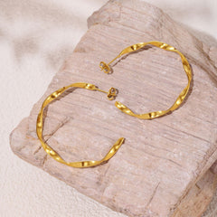 18K Gold-Plated Textured Hoop Earrings