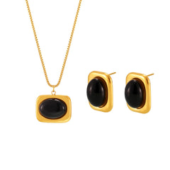 18K Gold-Plated Black Agate Jewelry Designs
