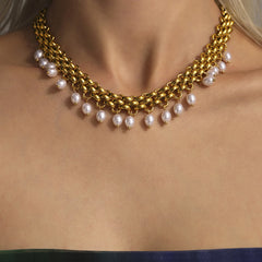 Shell Pearl-Look Fringe Necklace & Bracelet