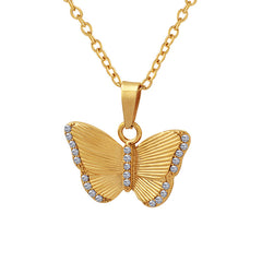 Cubic Zirconia Butterfly Pendant Necklace