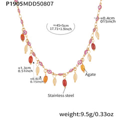Enamel and Natural Agate Charm Necklace