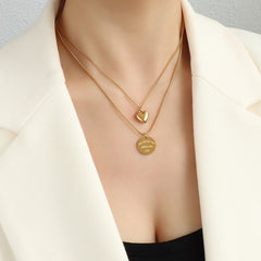 Layered Heart and Coin Necklace