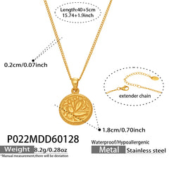 18K Gold-Plated Embossed Medallion Necklace