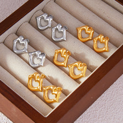 18K Gold-Plated Lips Heart-Outline Stud Earrings