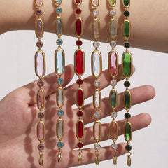 Colored Glass Link Bracelet