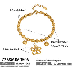 Cubic Zirconia Floral Link Bangle Designs