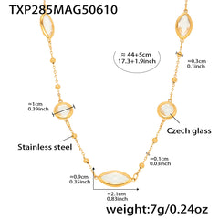Gold-Tone Faceted Glass Link Necklace