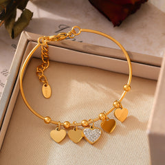 18K Gold-Plated Heart Charm Bracelet