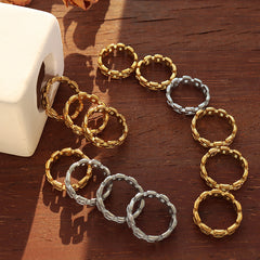 Gold-Tone Rectangular Open Link Ring