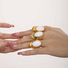 18K Gold-Plated Natural Opal Stud Earrings