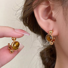 Daphne Tiger-Eye Hoop Earrings
