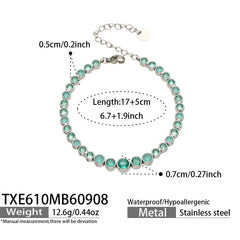 Color Cubic Zirconia Necklace Bracelet and Earrings