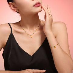 18K Gold-Plated Seashell Bead Necklace and Bracelet