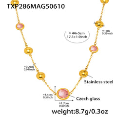 Faceted Glass Round Station Necklace