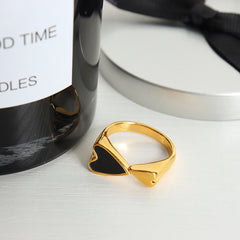 18K Gold-Plated Heart Inlay Ring