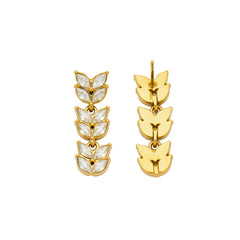 Gold-Tone Cubic Zirconia Leaf Ear Climbers