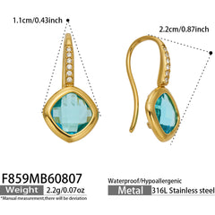 Colored Czech Glass & Cubic Zirconia Drop Earrings