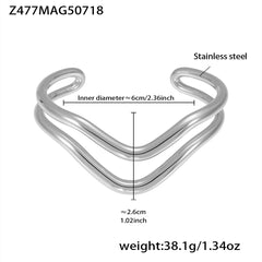Wave & Geometric Stainless Steel Cuff Bracelets