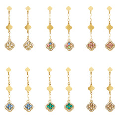 18K Gold-Plated Cubic Zirconia Flower Drop Earrings