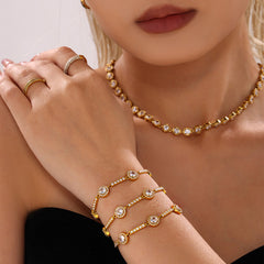 18K Gold-Plated Cubic Zirconia Circle Bracelet