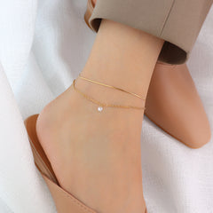 18K Gold-Plated Layered Cubic Zirconia Anklet