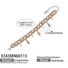 Shell Pearl-Look Beaded Charm Bracelet