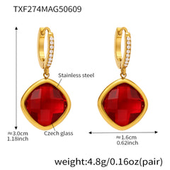 Faceted Color Stone Drop Earrings