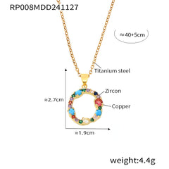 Color Cubic Zirconia Initial Pendant Charm