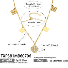 Cubic Zirconia Clover Charm Necklace and Bracelet