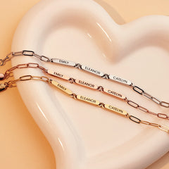 Personalized Family Names Paperclip Bracelet
