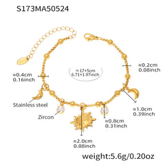 Gold-Tone Cubic Zirconia Charm Bracelet or Anklet