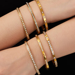 Cubic Zirconia Slim Clasp Bangle Designs