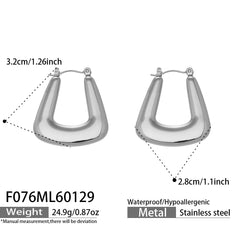 Polished Geometric Stainless Steel Hoop Earrings