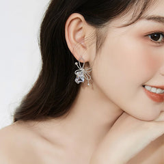 Daphne Textured Pavé Bow Stud Earrings