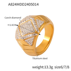 Geometric Sparkling Statement Ring