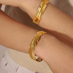 Feather Open Cuff and Ring Jewelry