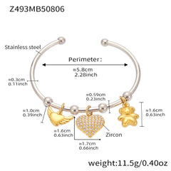 Heart or Starfish Charm Cuff Bracelet