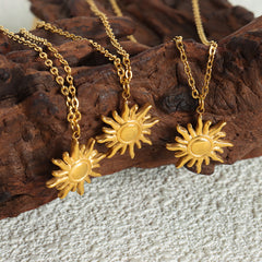 Gold-Tone Sunburst Pendant Necklace