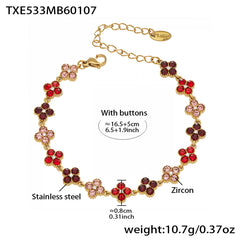 Color Four-Petal Cubic Zirconia Jewelry