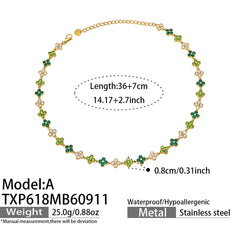 Color Cubic Zirconia Four-Petal Flower Jewelry