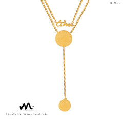 18K Gold-Plated Layered Coin Lariat Necklace