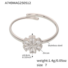 Cubic Zirconia Flower Open Ring